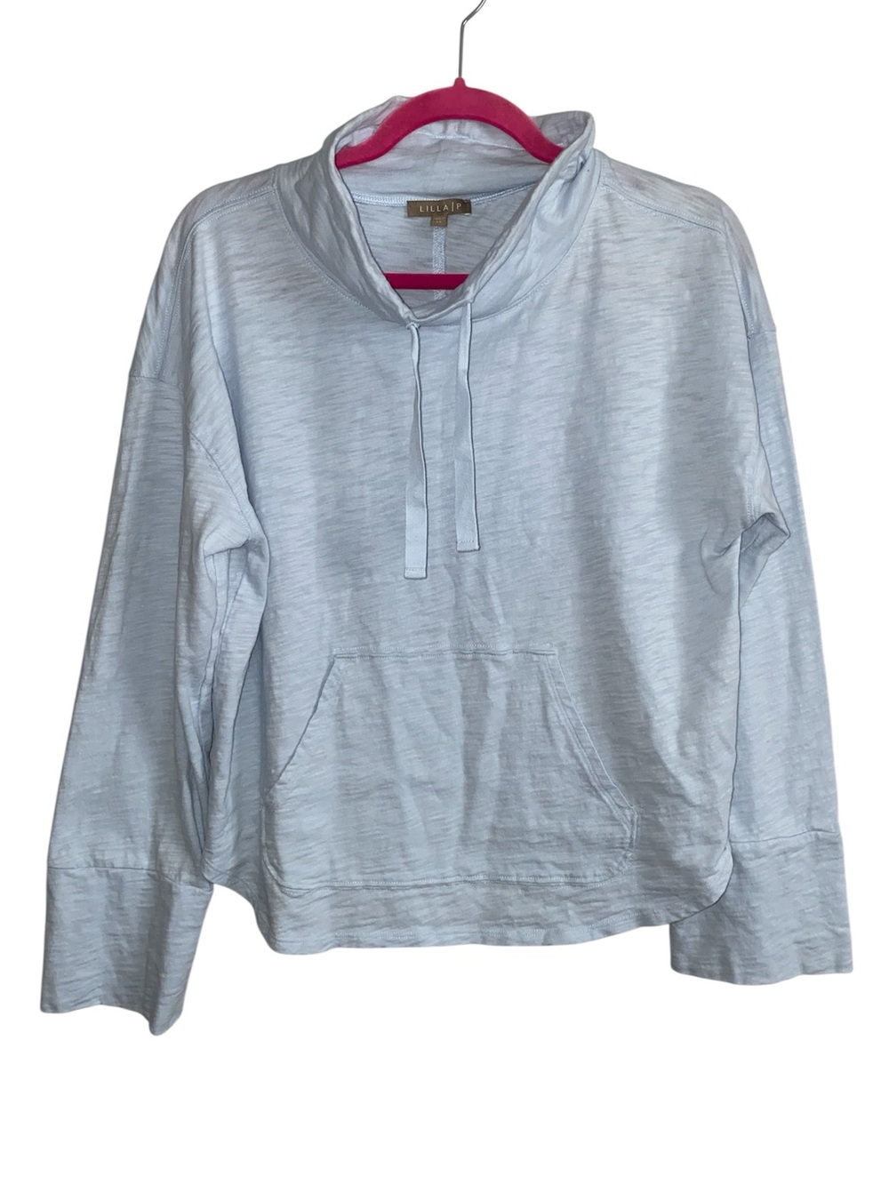 Lilla P Pullover Baby Blue Hoodie Cowl Neck 
Drawstring Cotton XS Soft Relaxed